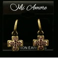 thumbnail image 3 of Mi Amore Cross Dangle-Earrings Bronze-Tone/White, 3 of 4