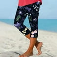 thumbnail image 3 of GHSOHS Leggings for Women Yoga Pants Leggings Capri for Women Capri Leggings for Women Floral Print Cropped Leggings Knee Length Summer Workout Leggings Casual Comfy Cropped Yoga Pants Women's Ca,M, 3 of 5