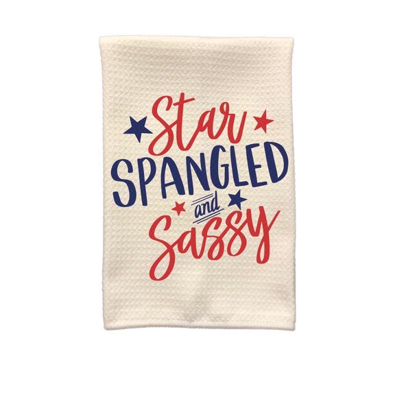 Patriotic Red White and Blue Kitchen Towel – Microfiber 16x24 Drying Cloth, Machine Washable