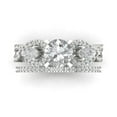 thumbnail image 2 of 1.89 ct Brilliant Round Cut White Sapphire 18K White Gold Solitaire with Accents Engagement Bridal Wedding Ring Band Set size 8.5, 2 of 7