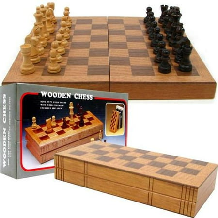 Wooden Book-Style Chess Board with Staunton Chessmen