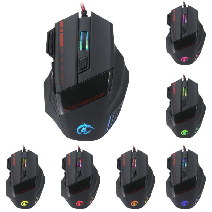 Gaming Mouse USB Optical 5500 Dpi LED 7 Buttons Wired Mice for Gamer Computer 
