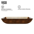 thumbnail image 6 of VIGO Donatello Gold Glass 22 in. L x 14 in. W x 5 in. H Rectangular Vessel Bathroom Sink, 6 of 9