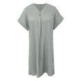 thumbnail image 5 of IDALL Summer Dresses,Casual Dresses Women's Spring And Autumn V Neck Solid Color Pullover Casual Button Dress Petite Dresses,Modest Dresses,Womens Dresses Gray Dress XL, 5 of 5