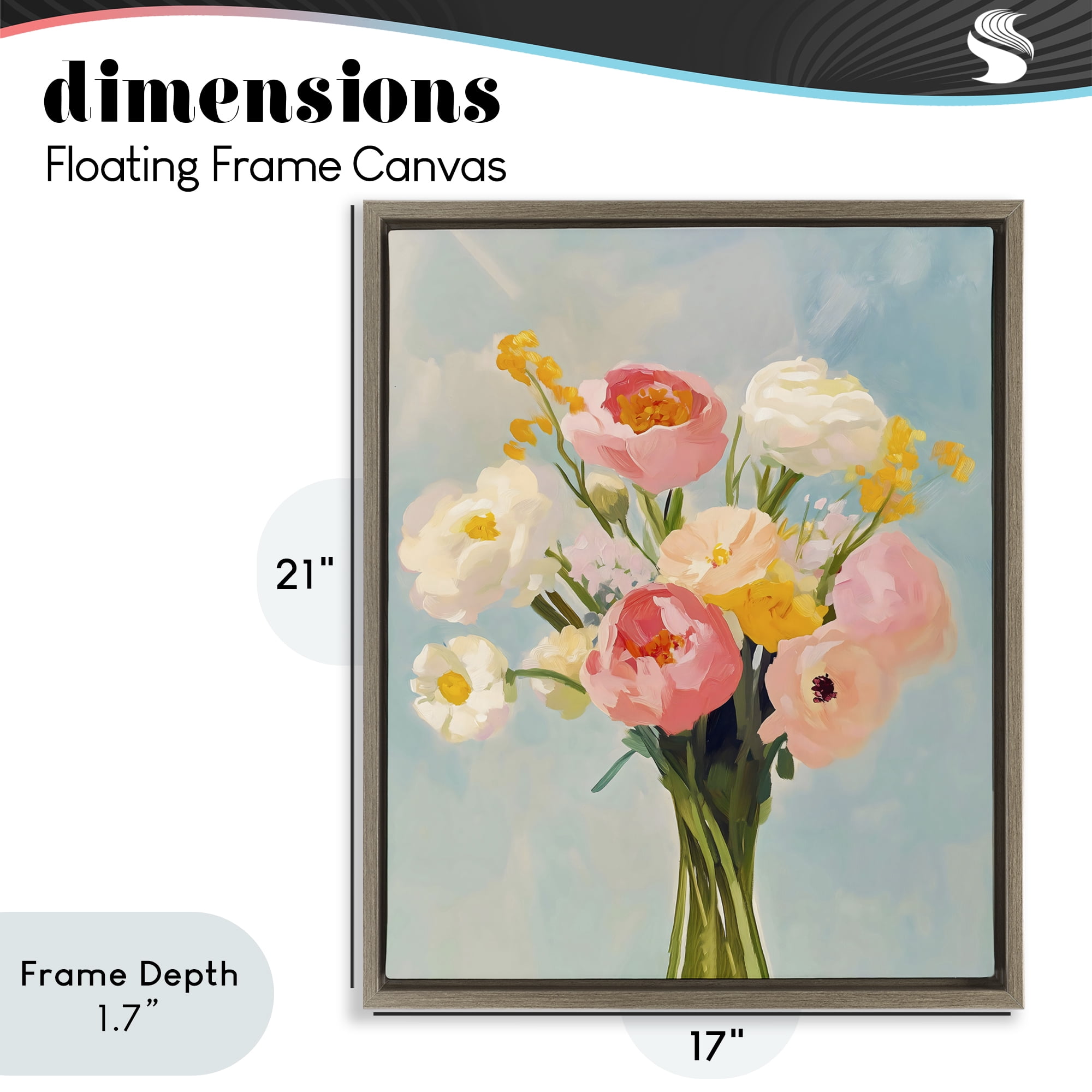 Stupell Industries Eclectic Floral Bouquet Brown Framed Floater Canvas Wall Art, design by The Prints Vibe
