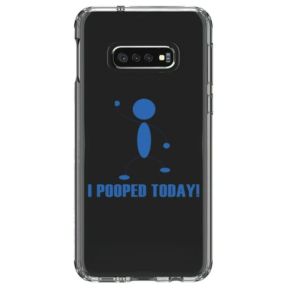 DistinctInk Clear Shockproof Hybrid Case for Samsung Galaxy S10e (5.8" Screen) - TPU Bumper Acrylic Back Tempered Glass Screen Protector - I Pooped Today!