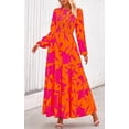 thumbnail image 3 of PRETTYGARDEN Women's Fall Dresses Long Sleeve Flowy Casual Floral Maxi Dress Crew Neck Smocked Tiered Long Dress, 3 of 7