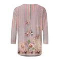 thumbnail image 4 of Dyegold 3/4 Sleeve Tops For Women Summer Round Neck Dressy Casual Vintage Floral Print Shirts Plus Size Trendy Blouses Tunic, 4 of 5