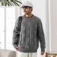 thumbnail image 2 of Wdgfv Men's Crewneck Pullover Sweater Waffle Textured Knitted Sweaters Casual Loose Fit Sweaters with Ribbing Edge, 2 of 8