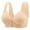 Beige, variant on Women's Front Side Buckle Lace Edge Non-Wired Seamless Gathering Bra for Yoga/Sleep - Plus Sizes, Casual/Sexy Style, All Seasons - Nylon/Spandex, Sizes 36-46