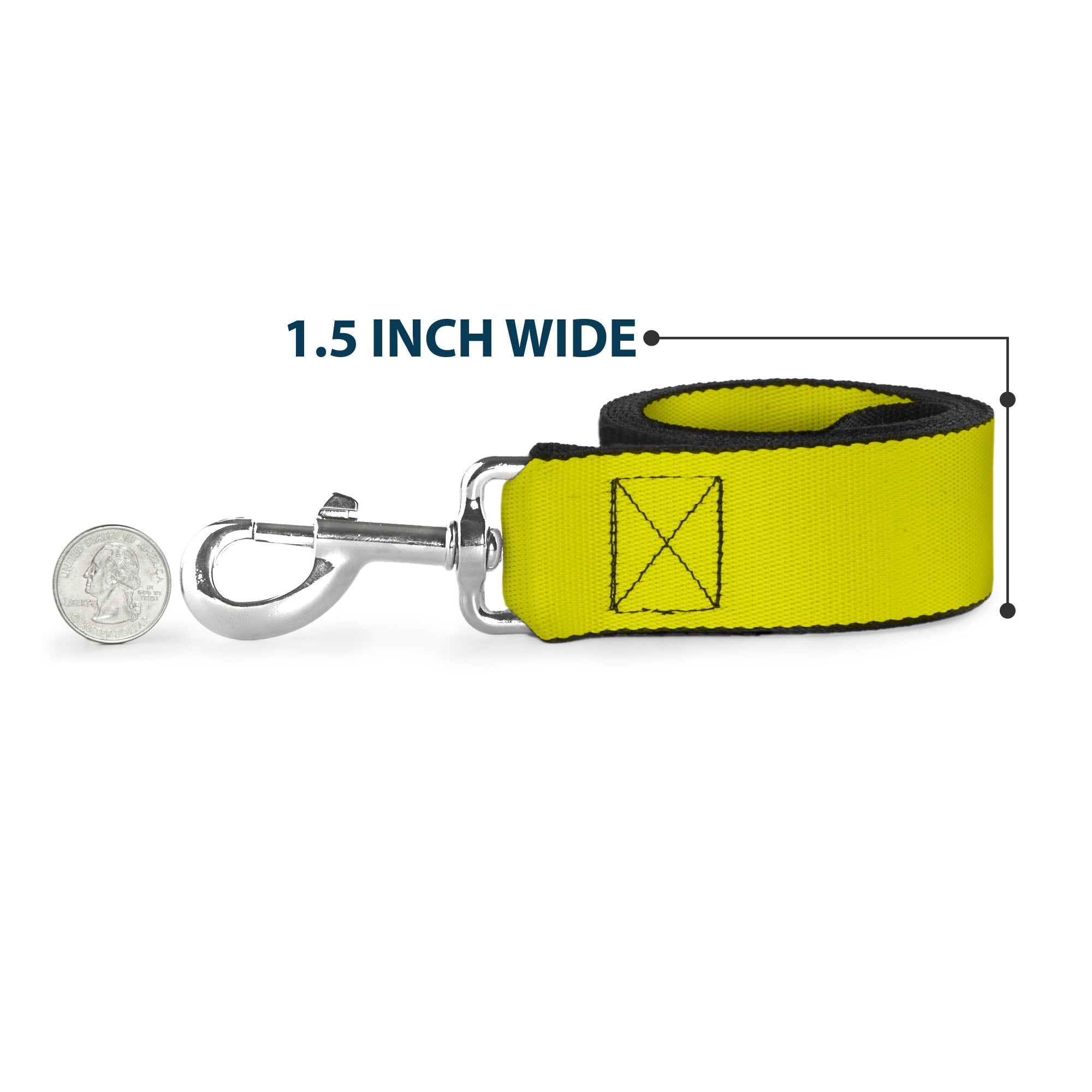 Buckle-Down Pet Leash, Dog Leash, Neon Yellow, 6 Feet Long 1.0 Inch Wide