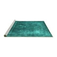 thumbnail image 2 of Ahgly Company Machine Washable Indoor Square Oriental Turquoise Blue Industrial Area Rugs, 3' Square, 2 of 4