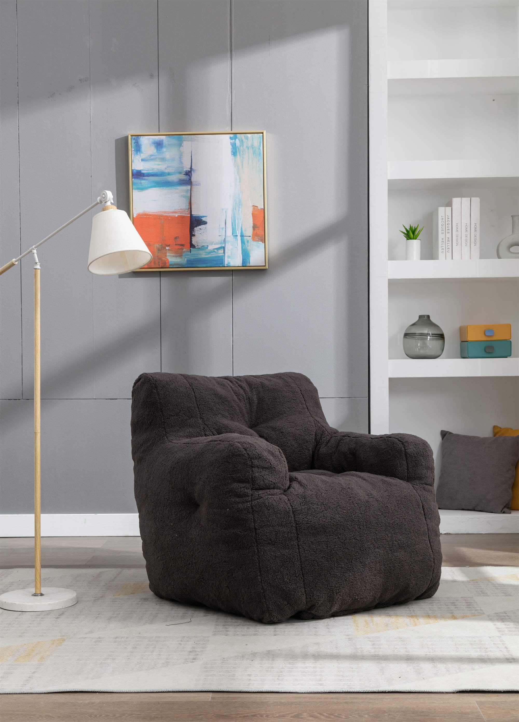 Bean Bag Chair with Teddy Fabric, Bean Bag Chair Sofa Sack, Plush Bean