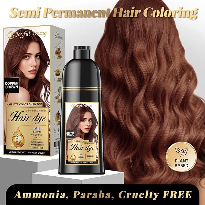 Joyful Young, Hair Dye Shampoo 3-in-1, Copper Brown, 400 mL