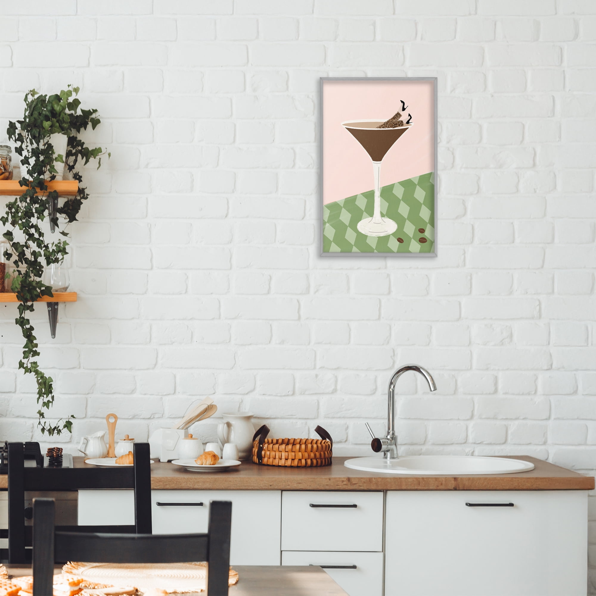 Stupell Industries Glam Martini Splash Gray Framed Giclee Art, design by Emily Navas