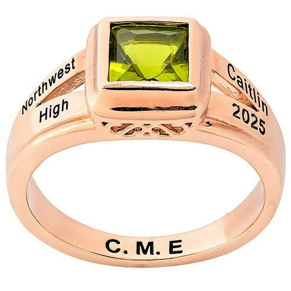 Order Now for 2025 Graduation, Freestyle Women's Princess Cut Birthstone Class Ring, Personalized, High School or College