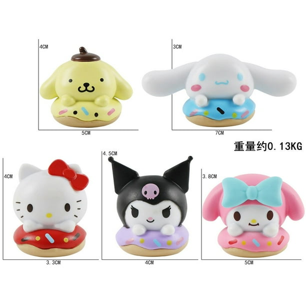 Conjunto de figuras Kawaii Mini Sanrio Hello Kitty Kuromi My Melody Pom Purin PVC modelo para decoración de tartas regalo Deng Xun