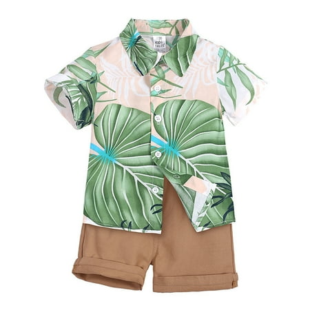 

EHTMSAK Infant Baby Toddler Children Boy 2PCS Shirts and Shorts Set Outfits Summer Short Sleeve Clothing Set Brown 9M-7Y 120