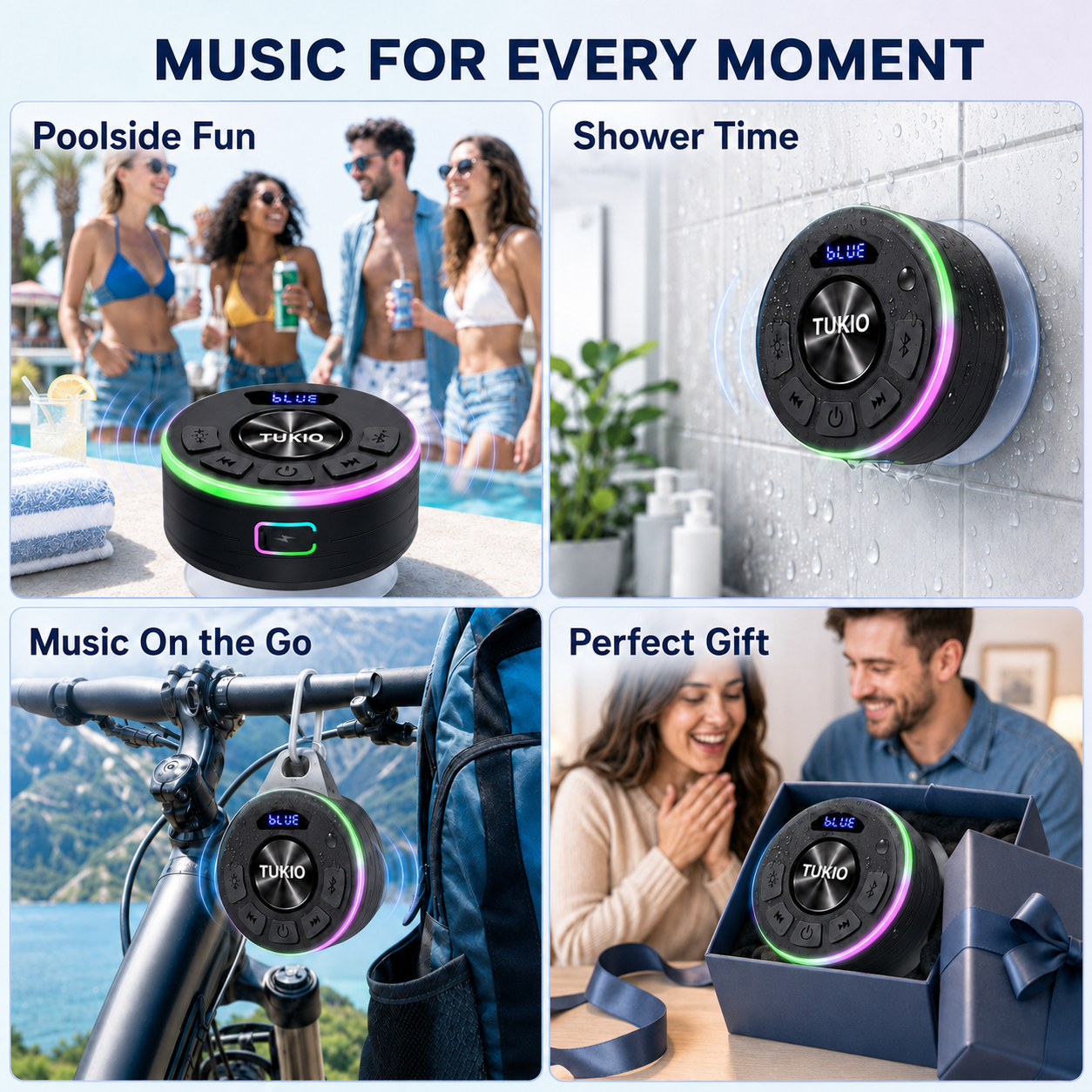 Tukio IPX7 Waterproof Bluetooth Shower Speaker with Suction Cup photo 8