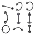 thumbnail image 4 of 9Pcs Belly Button Rings Navel Piercing Rings Body Piercing Jewelery Rings for Black, 4 of 9