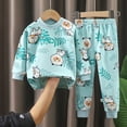 thumbnail image 2 of KPOPLK Toddler Baby Boy Fall Clothes Waffle Dinosaur Sweatshirt Pants Sets Infant Winter Outfits 3 6 12 18 24 Months 3T 4T 5T 6T Mint Green 18-24 Months, 2 of 4