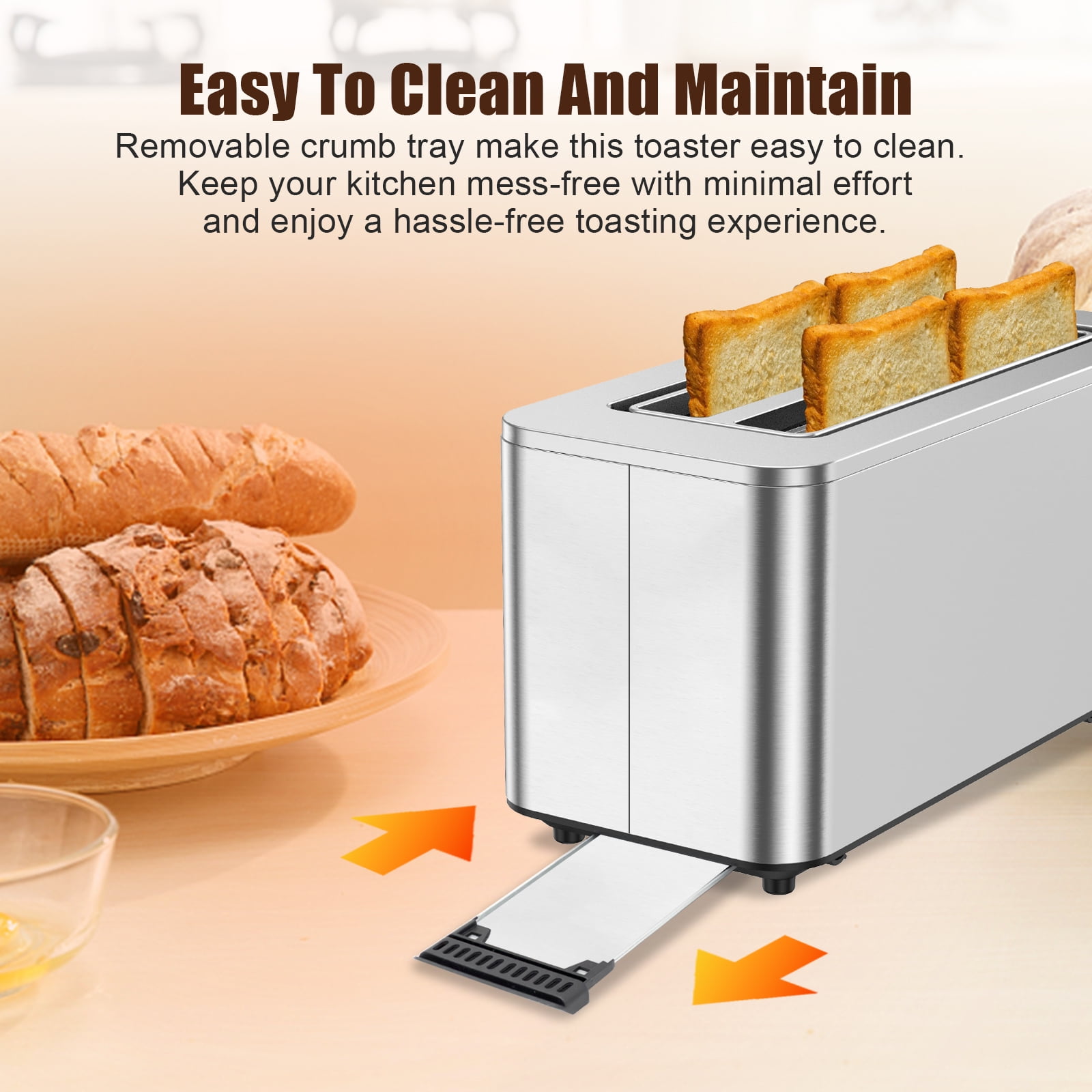 Touchscreen Smart 2 Slice Toaster Oven Stainless Steel Digital With 6-Level Browning Control Extra-Wide 1.5-Inch Slots