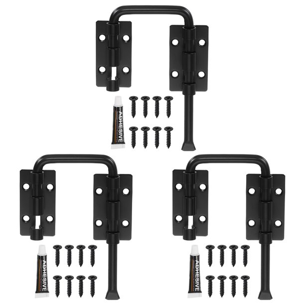 Uxcell 3Pcs Cerradura de bucle para puerta deslizante, gancho de cerradura en forma de U con tornillos y adhesivo sin clavos