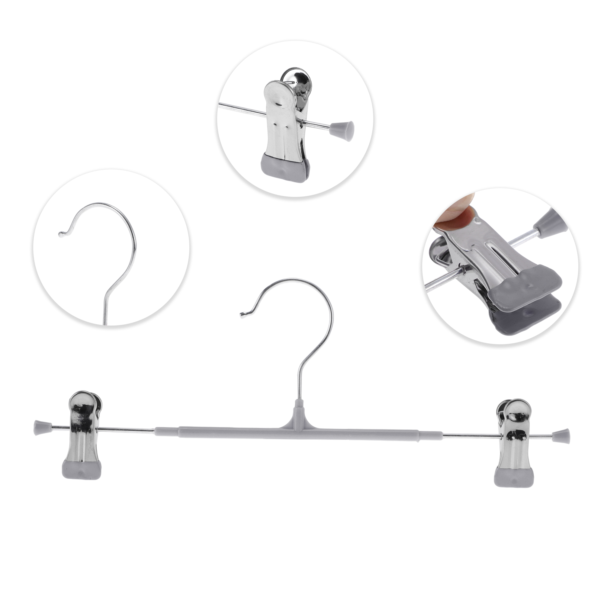 Unique Bargains 5 Pcs Pants Hanger with Clips Non-slip Garment Hanger Gray