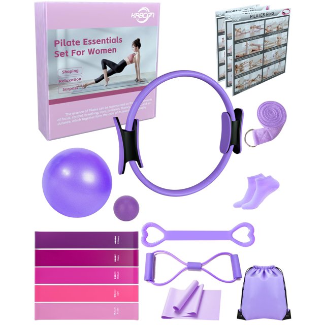 Set de pilates KABCON con anillos de 13 pulgadas y bandas de resistencia tipo bola de 25 cm