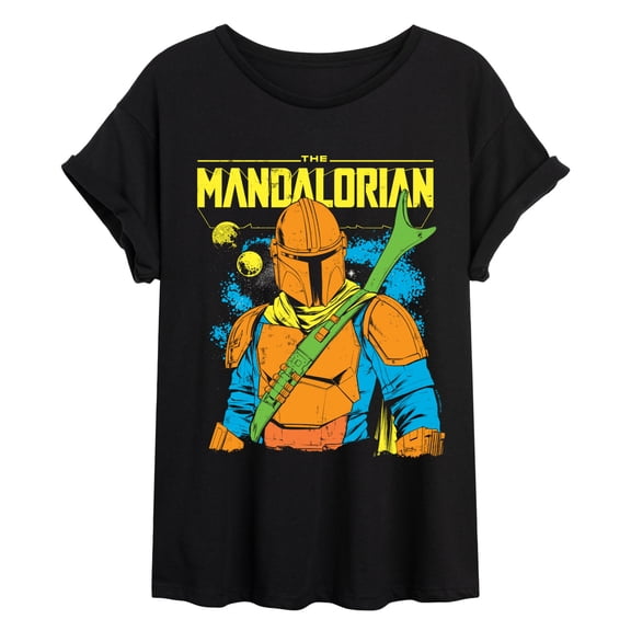 Star Wars - Mandalorian Neon Colors - Juniors Oversized Graphic T-Shirt