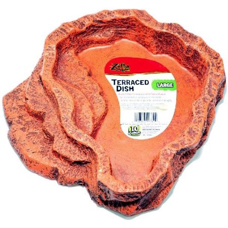 Zilla Decor Terraced Dish for Food or Water Large (9.5"L x 8.87"W x 1.87"H)