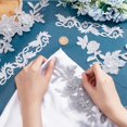 thumbnail image 3 of 12Pcs Embroidery Flower PatchesIron on Patches Sew on Patches White and Silver Floral Repair Appliques, 3 of 9