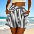 thumbnail image 2 of jjayotai Womens Shorts Elastic Waist Striped Shorts Pleated Wide Leg Beach Shorts Casual Summer Shorts with Pockets, 2 of 6
