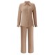 thumbnail image 4 of Conjunto de 2 piezas para mujer: pantalones anchos y blusa con cuello en V - Ropa informal con cintura elástica - Poliéster, S-XL, 4 of 5
