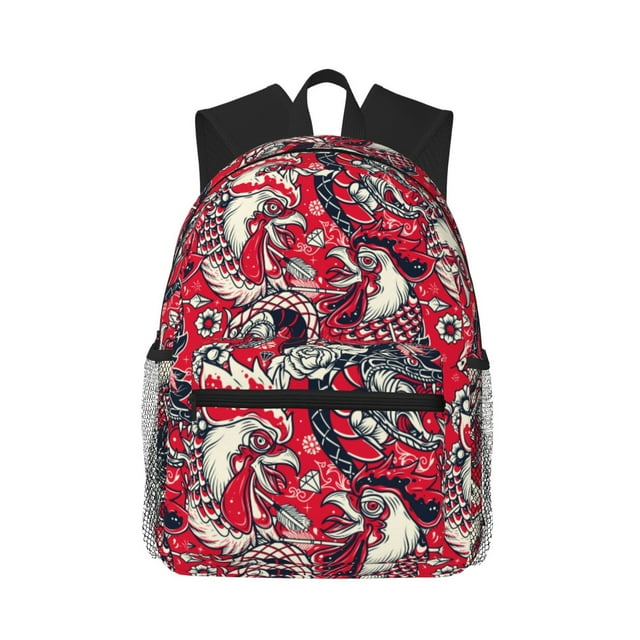 Wukai Rooster Head Print Versatile Backpack,Laptop Backpack,School Backpack for Boys and Girls,Travel Backpack,Large Capacity School Bag