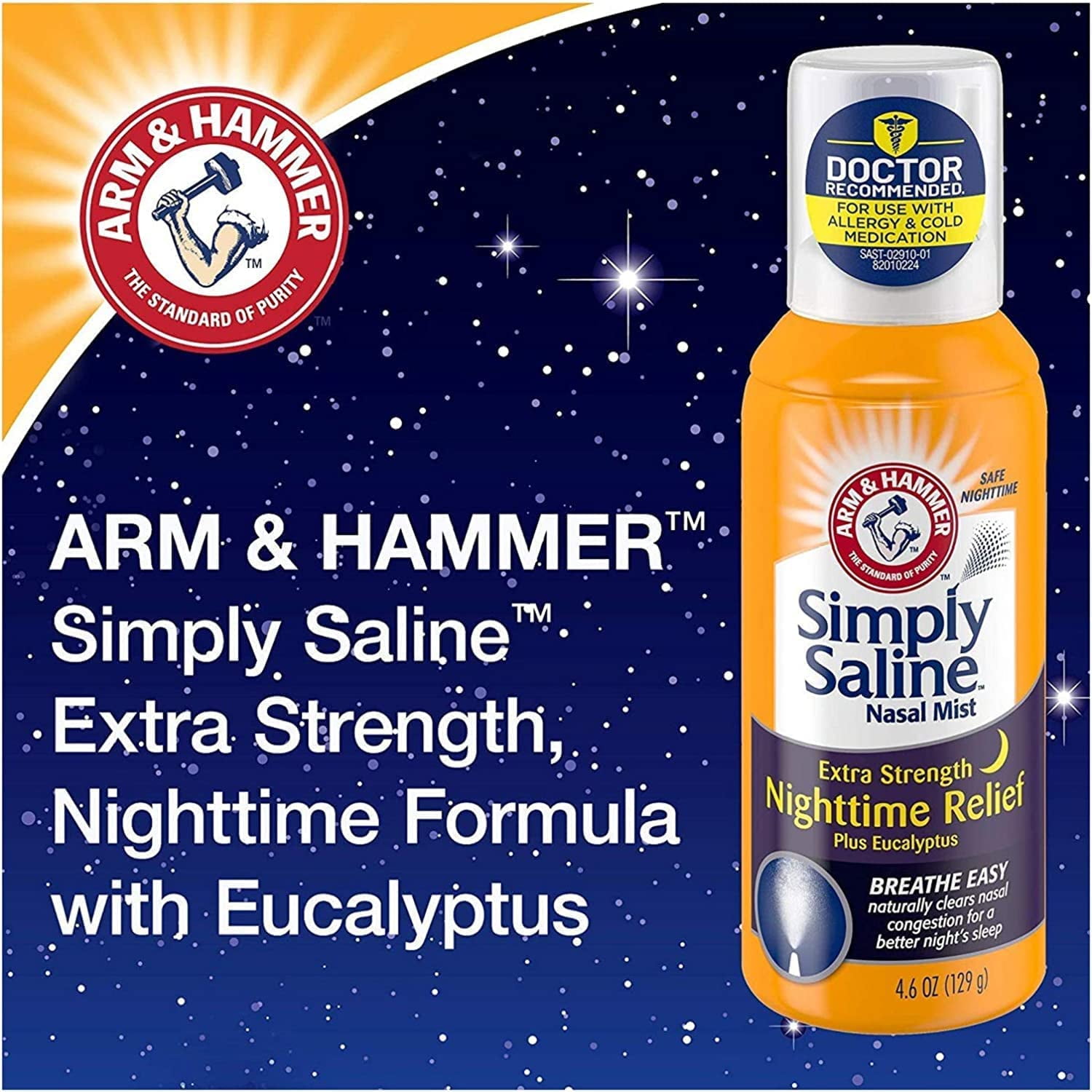 2 Pk Simply Saline Plus Nighttime Nasal Mist Eucalyptus Extra Strength 4.6 Oz Ea