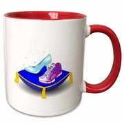 3dRose Running shoe and Princess glass slipper high heel on pillow. Girl woman runner run track race racing - Two Tone Red Mug, 11-ounce