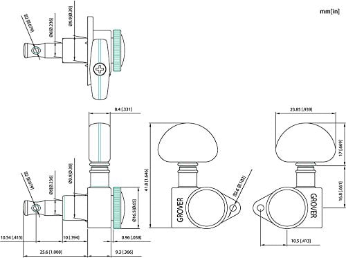 Grover Rotomatic Roto-Grip locking Tuners, 3 per side - Gold