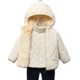 thumbnail image 3 of Godderr Boys Girls Hooded down Cotton Jacket for Baby Kids Solid Color Lightweight Cotton Coat Fleece Short Cotton Jacket with Pockets Winter down Jacket Tops for 1-7Y, 3 of 8
