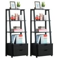 thumbnail image 1 of Costway Set of 2 Ladder Shelf 4-Tier Bookshelf Bookcase Storage Leaning With 2 Drawers, 1 of 9