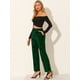 thumbnail image 4 of Pantalón de fiesta Allegra K brillante elástico Pierna ancha cintura alta Verde XS, 4 of 6