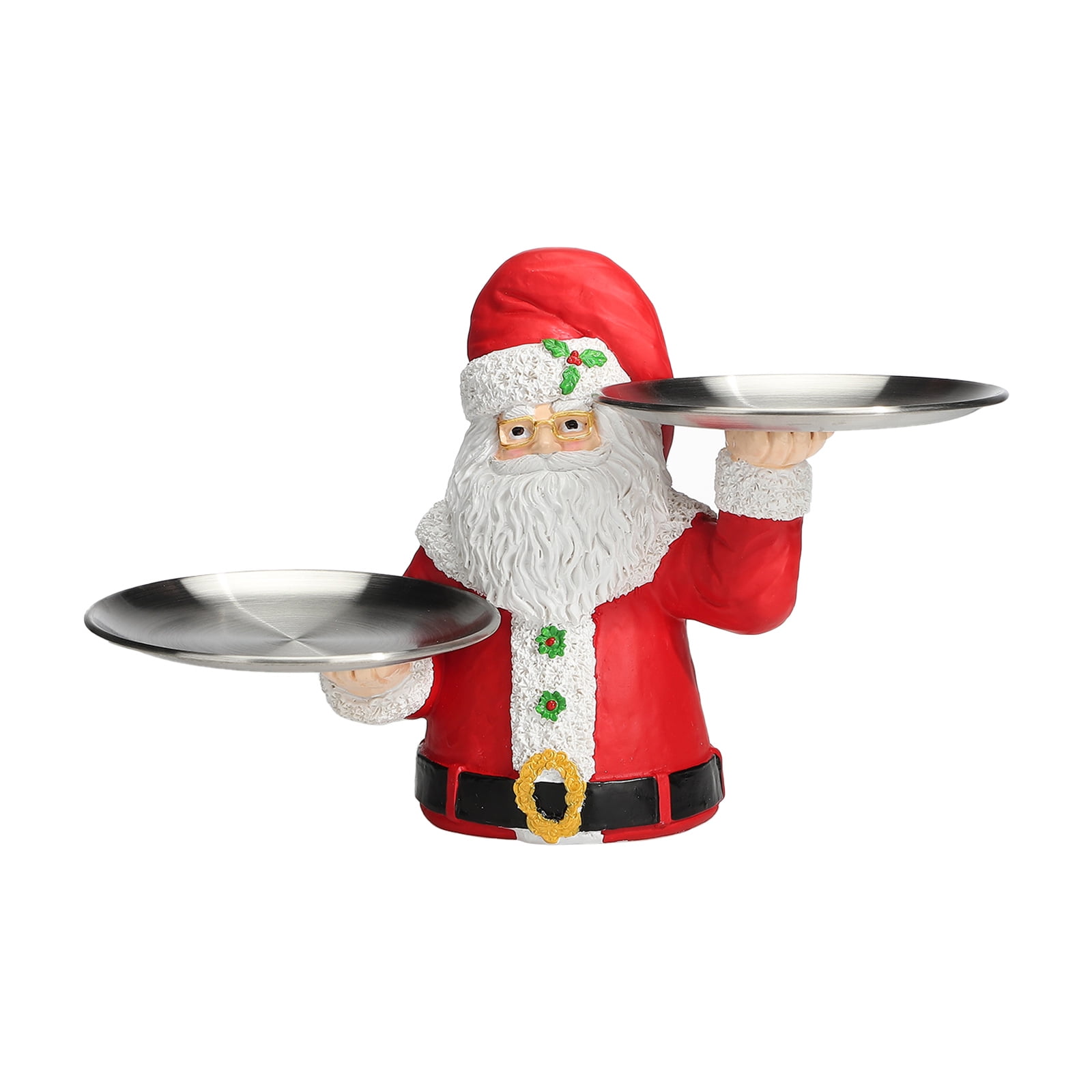 Mr Christmas LIGHT-UP Santa Platter Flickering Lantern Pedestal 10" Cake Stand 