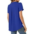 thumbnail image 6 of Scyoekwg Chiffon Shirts for Women Summer Notch Neck Petals Short Sleeve Tops Solid Color Dressy Casual Loose Elegant Shirts (Blue,XXL), 6 of 6