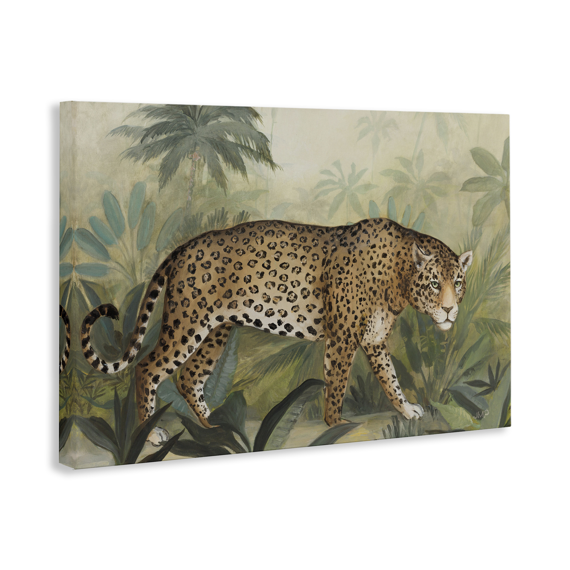 Stupell Industries Prowling Leopard in Forest Landscape Painting Gallery Wrapped Canvas Art Print Wall Art, 36 x 24