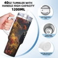 thumbnail image 3 of Cauagu Romantic Flower Astronaut Couple Print Stainless Steel Vacuum Insulated Tumbler,40oz Water Bottle with Handle & Flip Straw Reusable Travel Coffee Mug for Women & Men, 3 of 8