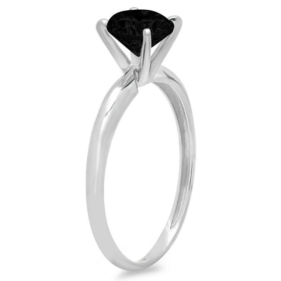 2.5 ct Round Cut Natural Onyx Solitaire Engagement Ring for Women in 18K White Gold