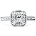 thumbnail image 2 of Pompeii 1 1/6ct Princess Cut Cushion Halo Diamond Engagement Ring Set 14K White Gold, 2 of 3