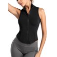 thumbnail image 2 of Clearance Women Sleeveless Athletic Tank Top Shirts Full Zip Up Tshirt for Yoga Running Fitness Exercise, 2 of 8