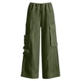 thumbnail image 6 of VBVC Women's Y2K Cotton-Linen Cargo Pants,Drawstring Wide Leg Trousers For Women,Ladies Summer Baggy Beach Sweatpants with Multi Pockets,Army Green,S-2XL, 6 of 6