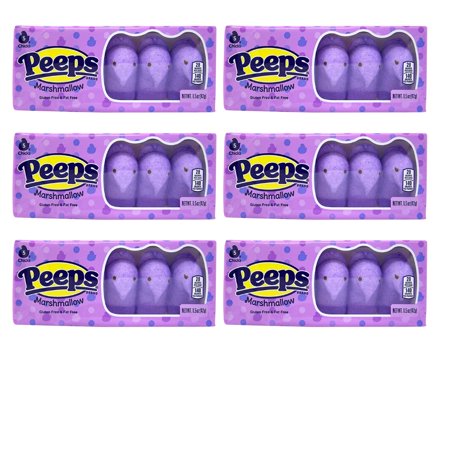 Easter Peeps Marshmallow Purple Chicks Easter Candy (Pack of 6),5 Count/Pack Treats for Easter Baskets and Decorations